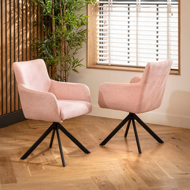 Quatropi Luna Swivel Carver Dining Chairs Pink