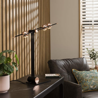 Quatropi Lux Bedside Desk Table Lamp Black & Gold 50cm
