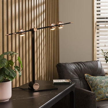 Quatropi Lux Bedside Desk Table Lamp Black & Gold 50cm