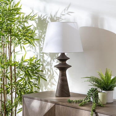 Quatropi Lux Wooden Table Lamp White & Natural Wood 41x72cm