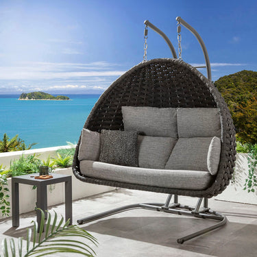 Quatropi Luxury 2 Seater Outdoor Garden Double Egg Chair Swing Grey