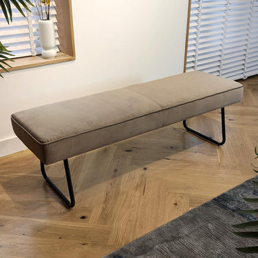 Quatropi Luxury 3 Seater Backless Dining Bench Seat Mink Velvet Fabric 150cm