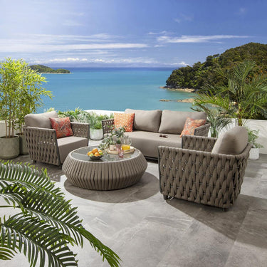 Quatropi Luxury 5 Seat Outdoor Garden Sofa Set With Armchair Coffee Table Beige