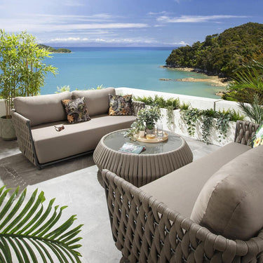 Quatropi Luxury 6 Seater Outdoor Patio Garden Sofa Set With Coffee Table Beige