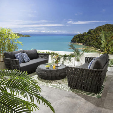 Quatropi Luxury 6 Seater Outdoor Patio Garden Sofa Set With Coffee Table Grey