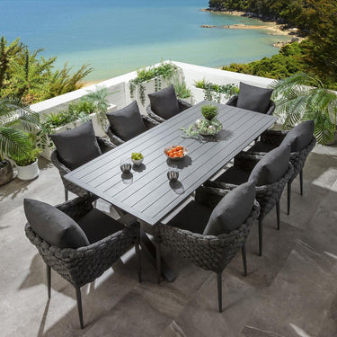 Quatropi Luxury 8 Seat Garden Dining Set Outdoor Table & Chairs Grey Aluminium