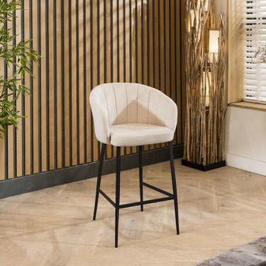 Quatropi Luxury Breakfast Counter Bar Stool Chairs With Back Stone Grey Fabric