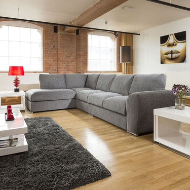 Quatropi Luxury Extra Large L Shaped Corner Sofa Grey Fabric 335 x 210cm Stock