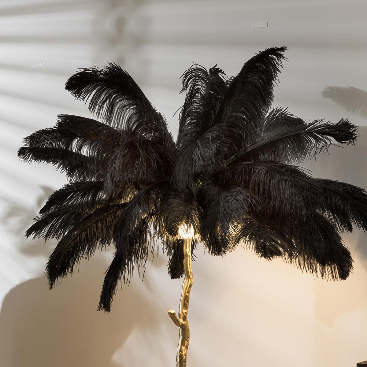 Quatropi Luxury Feather Palm Tree Premium Floor Lamp | Black