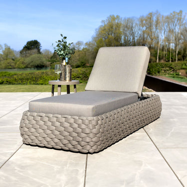 Quatropi Luxury Outdoor Garden Cushioned Sun Lounger Rope Weave Beige 208x85cm