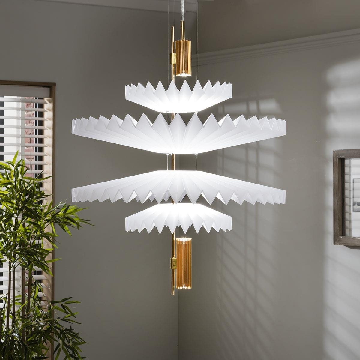 Quatropi Luxury Retro-Inspired Ceiling Light - Luxury White & Gold Pendant 60cm