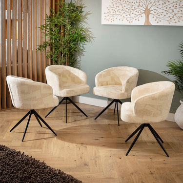 Quatropi Lyla & Glasgow Wooden 8 Seater Round Dining Set Cream & Reclaimed Oak