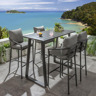 Quatropi Mia 4 Seater Outdoor Garden Bar Set Grey Aluminium