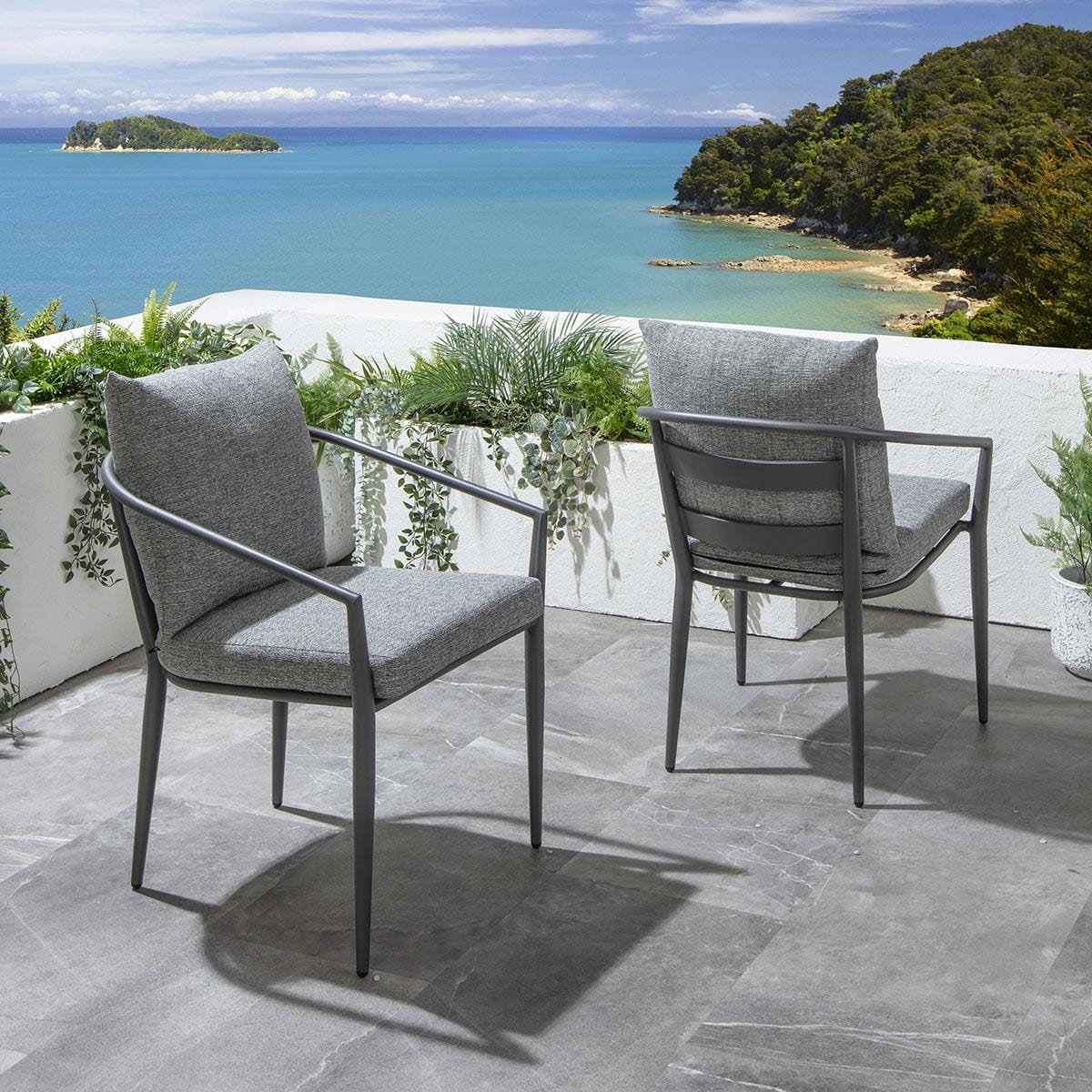 Quatropi Mia 6 Seater Ceramic Outdoor Garden Dining Set Aluminium Grey