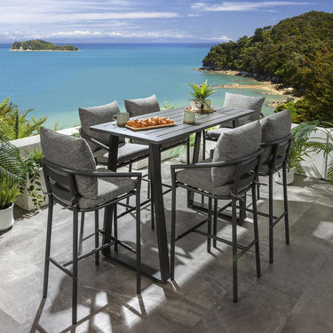 Quatropi Mia 6 Seater Outdoor Garden Bar Set Grey Aluminium