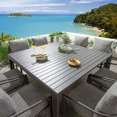 Quatropi Mia & Atlas 8 Seater Extendable Outdoor Garden Dining Set Grey Aluminium