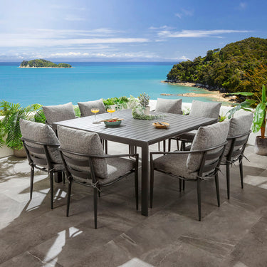 Quatropi Mia & Atlas 8 Seater Extendable Outdoor Garden Dining Set Grey Aluminium
