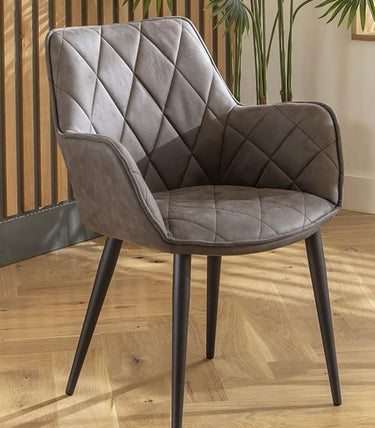 Quatropi Mia Carver Dining Chair with Arms Dark Grey