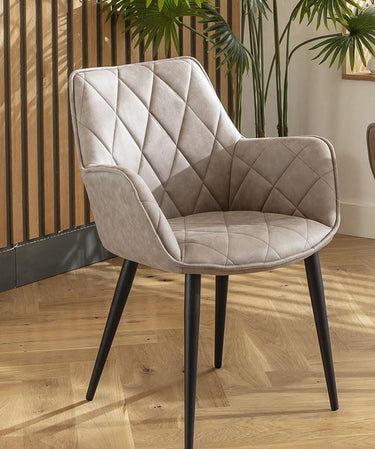 Quatropi Mia Carver Dining Chair with Arms Light Grey