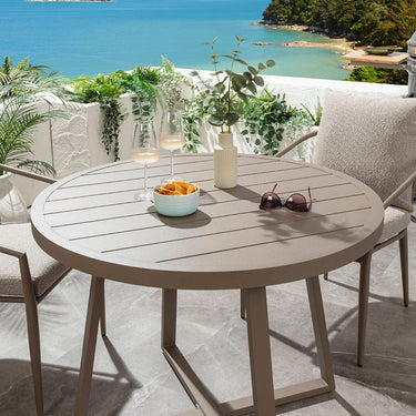 Quatropi Mia & Sun 2 Seater Round Outdoor Garden Dining Set Cream & Beige Aluminium