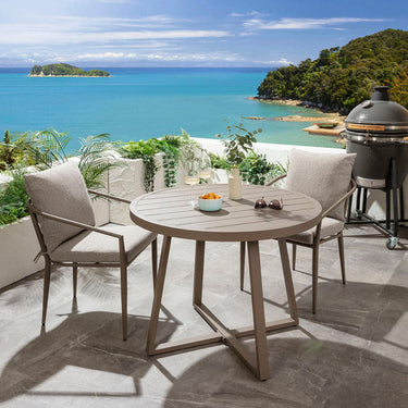 Quatropi Mia & Sun 2 Seater Round Outdoor Garden Dining Set Cream & Beige Aluminium