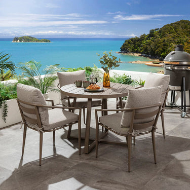 Quatropi Mia & Sun 4 Seater Round Outdoor Garden Dining Set Cream & Beige Aluminium