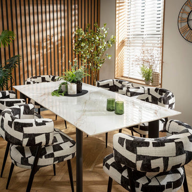 Quatropi Mila & Cain 6 Seater Extendable Dining Set Black & White Ceramic