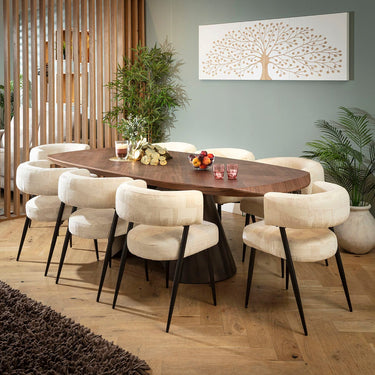 Quatropi Mila & Phoenix Large Modern 8 Seater Dining Set Cream & Walnut