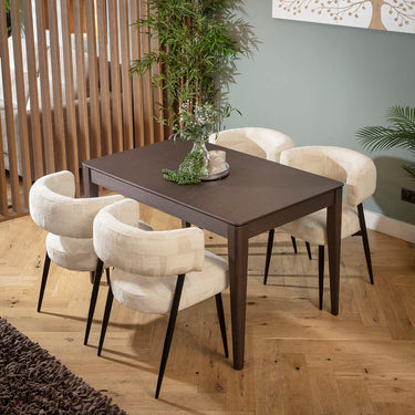 Quatropi Mila & Ruben 4 Seater Extendable Dining Set Cream & Brown Wood