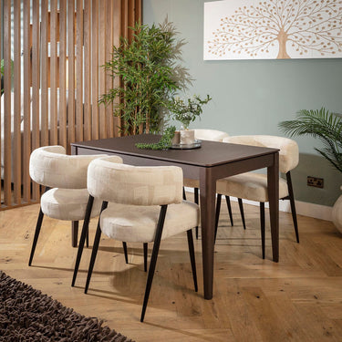 Quatropi Mila & Ruben 4 Seater Extendable Dining Set Cream & Brown Wood