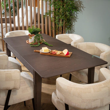 Quatropi Mila & Ruben 6 Seater Extendable Dining Set Cream & Brown Wood