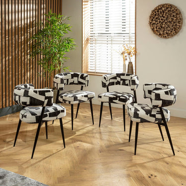 Quatropi Mila & Venus 4 Seater Round Extendable Dining Set Black Ceramic