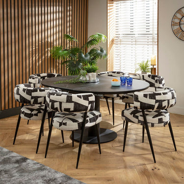 Quatropi Mila & Venus 6 Seater Round Extendable Dining Set Black Ceramic