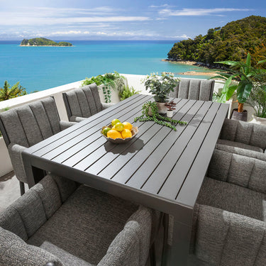 Quatropi Milano & Atlas 6 Seater Extendable Outdoor Garden Dining Set Smoke & Grey