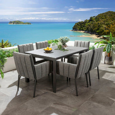 Quatropi Milano & Atlas 6 Seater Extendable Outdoor Garden Dining Set Smoke & Grey
