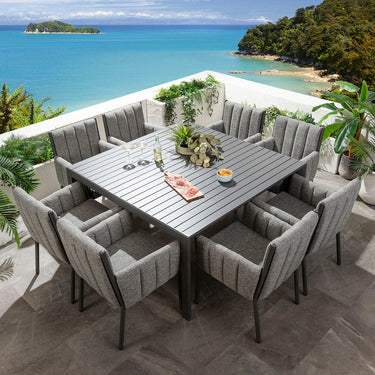 Quatropi Milano & Atlas 8 Seater Extendable Outdoor Garden Dining Set Smoke & Grey