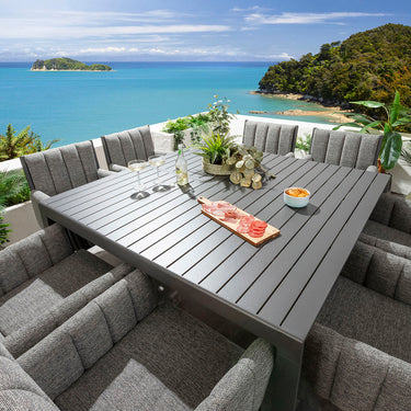 Quatropi Milano & Atlas 8 Seater Extendable Outdoor Garden Dining Set Smoke & Grey
