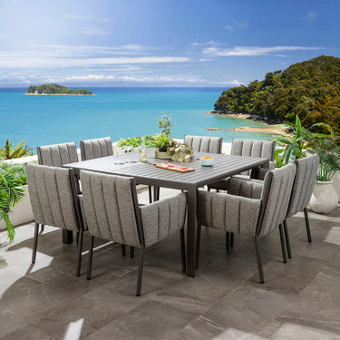 Quatropi Milano & Atlas 8 Seater Extendable Outdoor Garden Dining Set Smoke & Grey