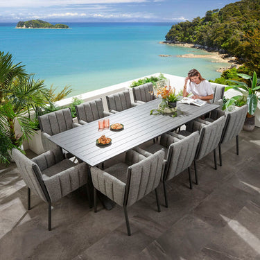 Quatropi Milano & Star 10 Seater Outdoor Garden Dining Set Smoke & Grey Aluminium