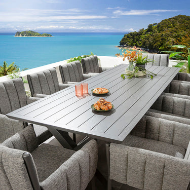 Quatropi Milano & Star 10 Seater Outdoor Garden Dining Set Smoke & Grey Aluminium