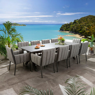 Quatropi Milano & Star 10 Seater Outdoor Garden Dining Set Smoke & Grey Aluminium