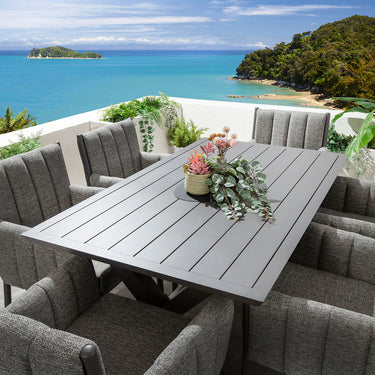 Quatropi Milano & Star 6 Seater Outdoor Garden Dining Set Smoke & Grey Aluminium