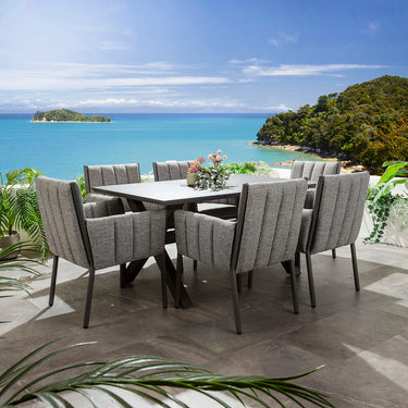 Quatropi Milano & Star 6 Seater Outdoor Garden Dining Set Smoke & Grey Aluminium