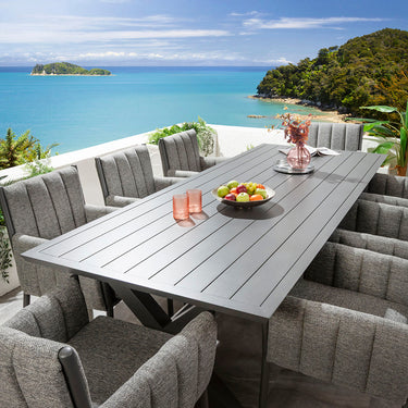 Quatropi Milano & Star 8 Seater Outdoor Garden Dining Set Smoke & Grey Aluminium