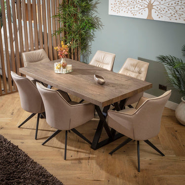 Quatropi Millie & Glasgow Wooden 6 Seater Dining Set Cream & Reclaimed Oak