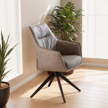 Quatropi Millie Swivel Carver Faux Leather Dining Chair Grey