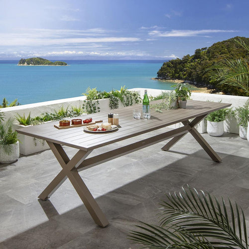 Star 10 Seater Outdoor Garden Dining Table Beige 260cm