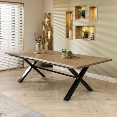 Quatropi Modern 10 Seater Solid Wooden Dining Table Live Edge Stained 260cm