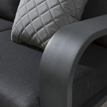 Quatropi Modern 2 Seat Outdoor Garden Sofa Aluminium Charcoal Grey Fabric 160cm