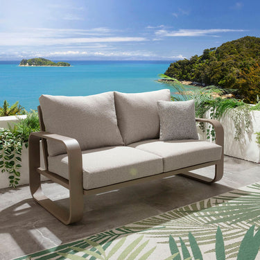 Quatropi Modern 2 Seater Aluminium Outdoor Garden Sofa Cream 160cm